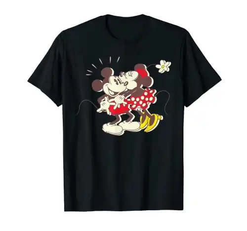 Disney Vintage Mickey and Minnie Mouse Kiss T-Shirt