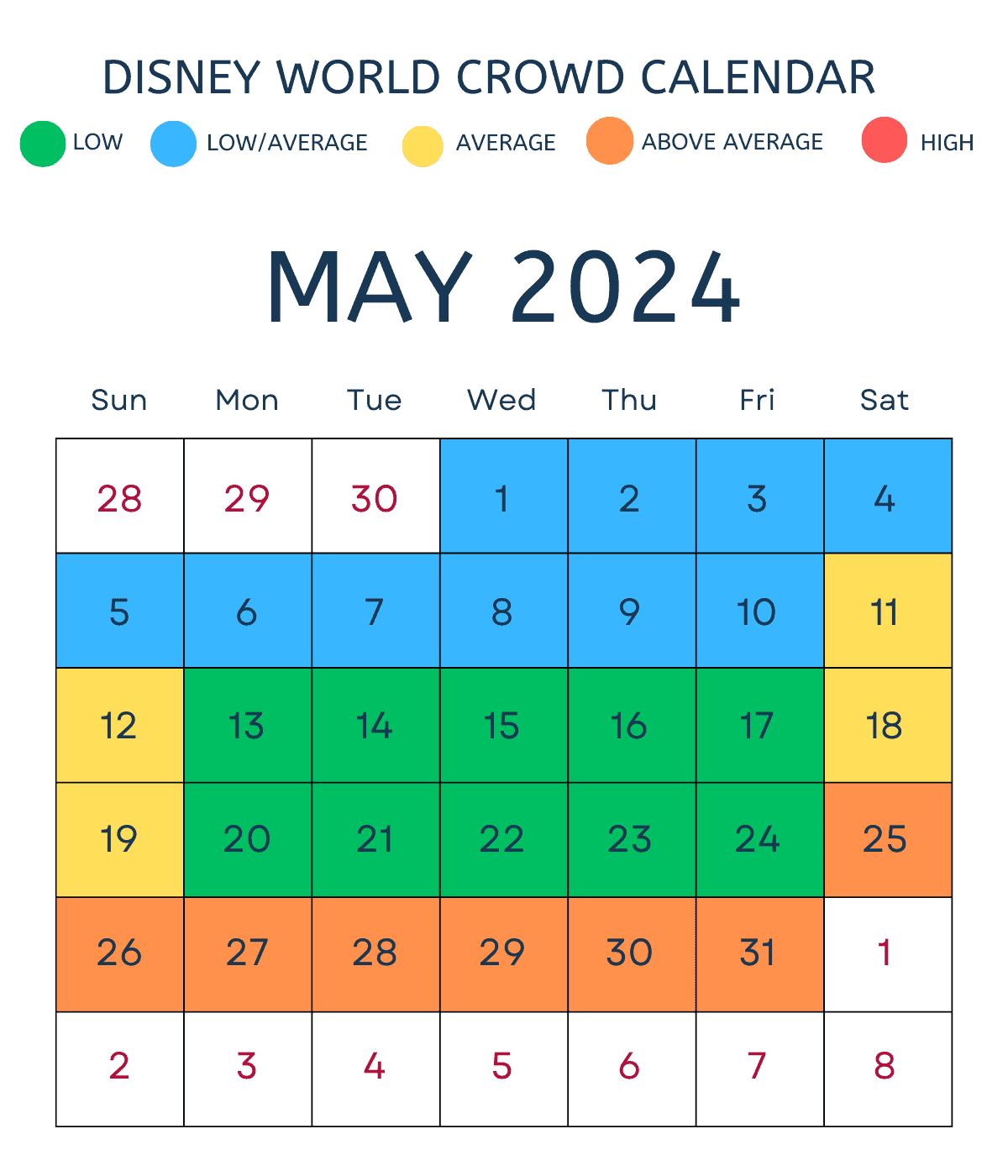 Disney World Crowd Calendar 2024 and 2025