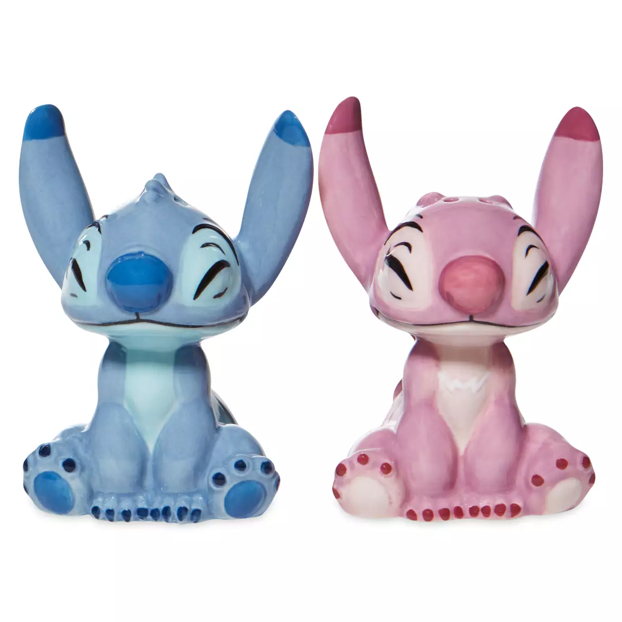 Enesco Disney Ceramics Stitch and Angel Salt and Pepper Shaker Set, 3.5 Inch, Multicolor