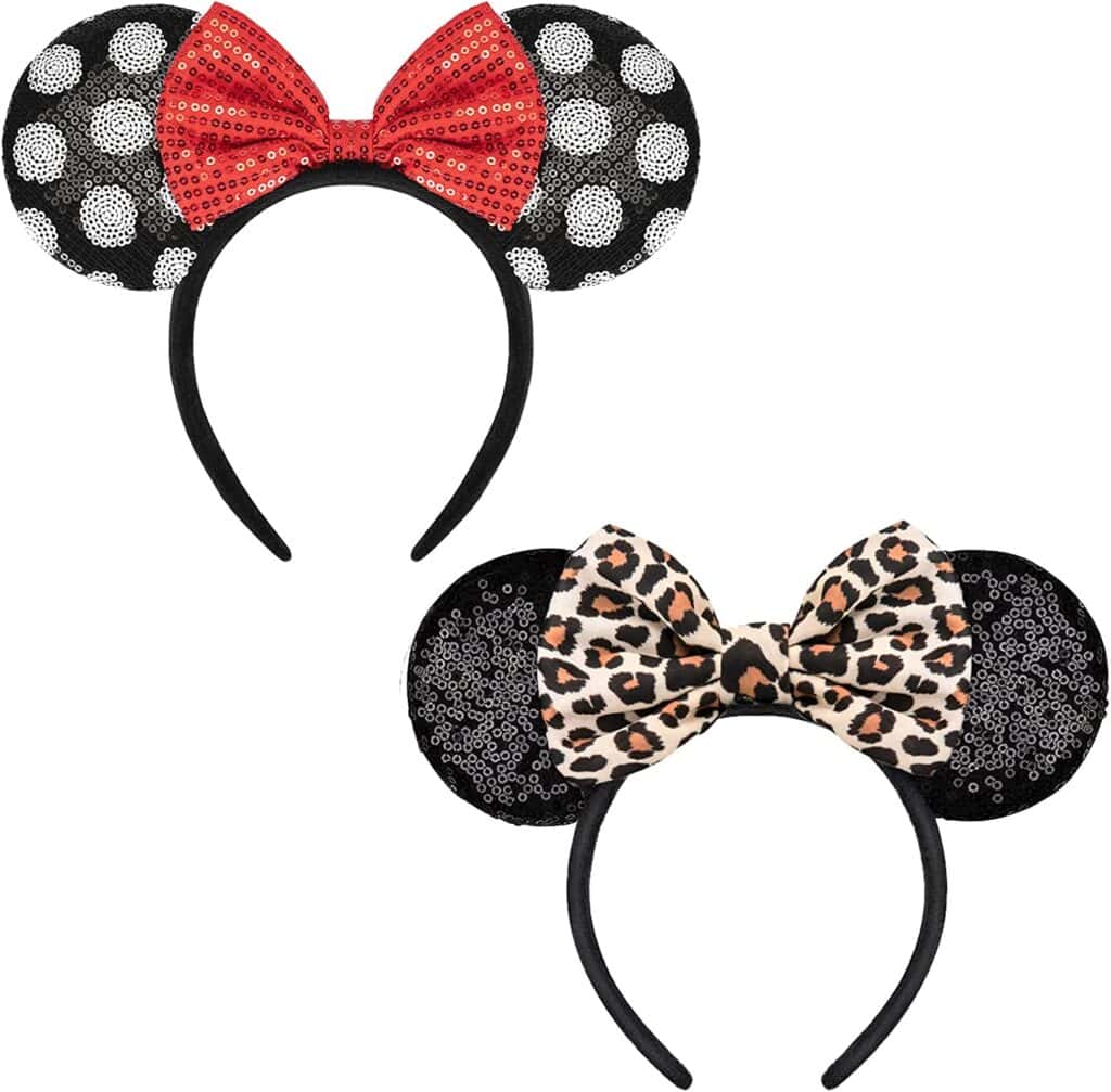 Polka dot minnie ears and animal disney ears set