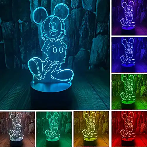 Anime Figure Mickey Mouse Minnie Mice 3D LED Optical Illusion Decoration Table Lamp 16 Colors Remote Control