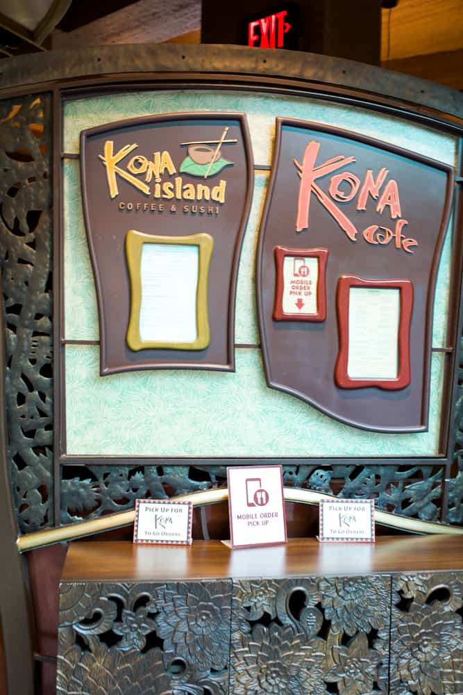 Disney's Polynesian Resort Kona cafe and Kona island signs