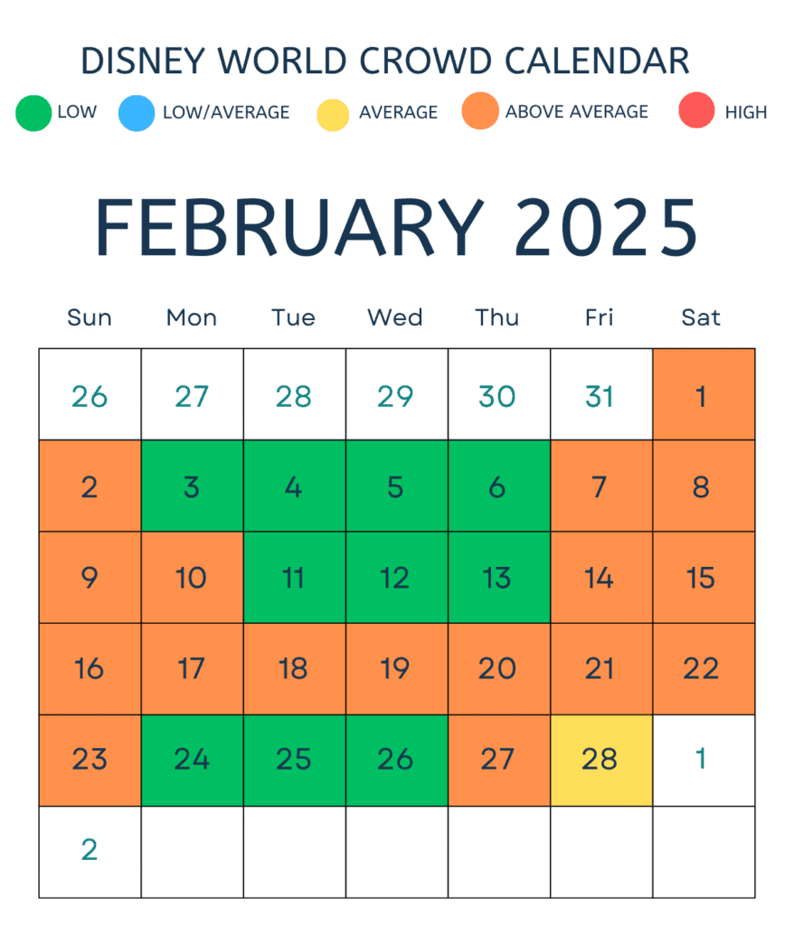 February 2025 Disney Crowd Calendar