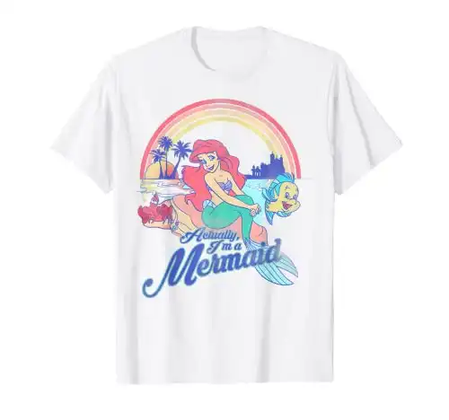 Disney Little Mermaid Pastel Rainbow Retro Graphic T-Shirt