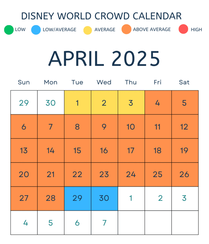 April 2025 Disney World Crowd Calendar