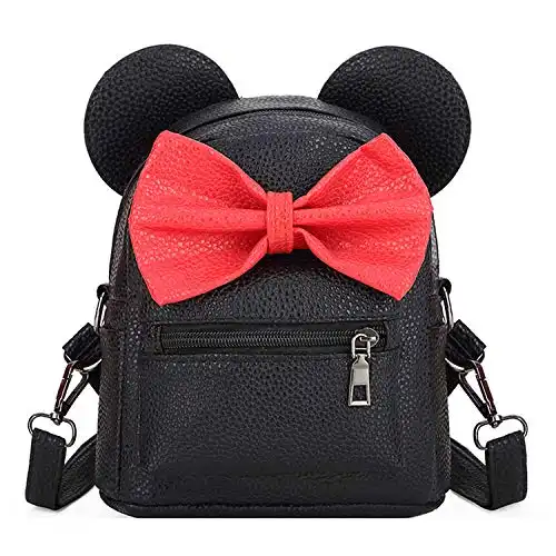 Minnie Mouse Ear Sequin Bow Convertible Backpack Purse Crossbody Bag