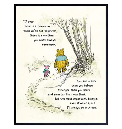 Winnie Pooh Wall Art - You Are Braver Than You Believe - A. A. Milne  11x14 Gift