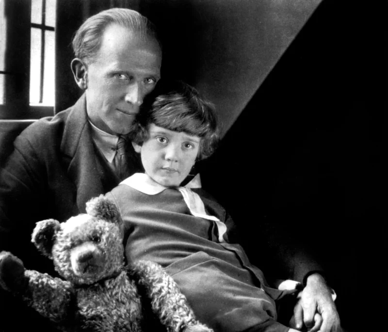 A.A. Milne, author of the story Winnie the Pooh, with his son Christopher Robin