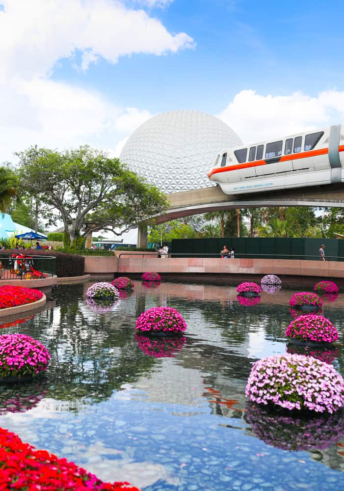 Monorail at EPCOT during the Flower and Garden Festival