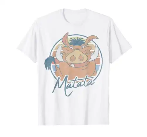 Disney The Lion King Pumbaa Matata Text Portrait T-Shirt