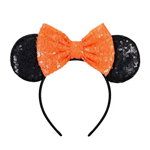 Minnie Ears - Halloween Orange Bow