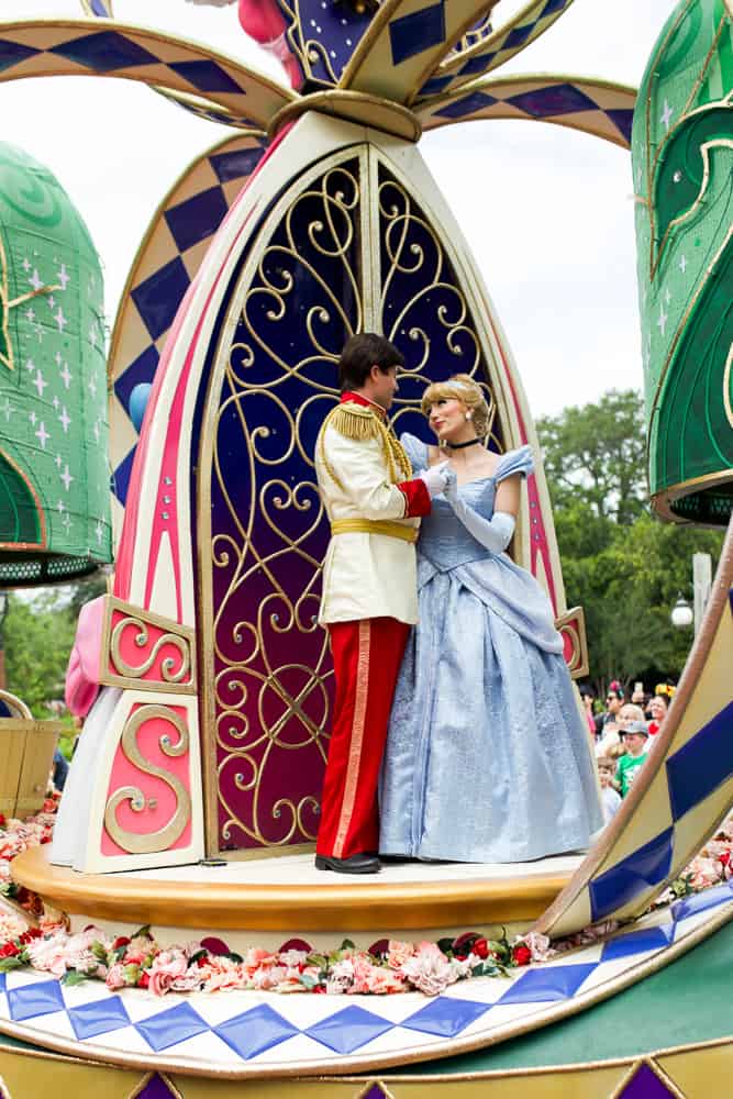 cinderella and prince charming in Festival of Fantasy parade