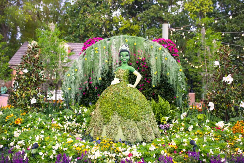 princess tiana at the flower and garden show epcot