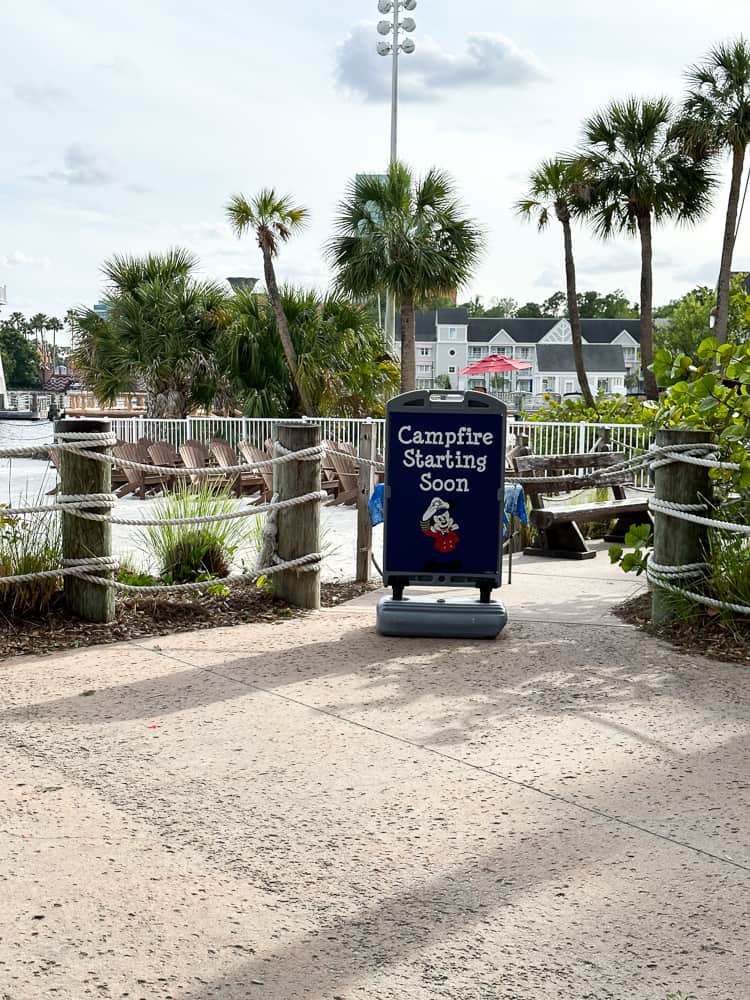 campfire sign at beach club resort