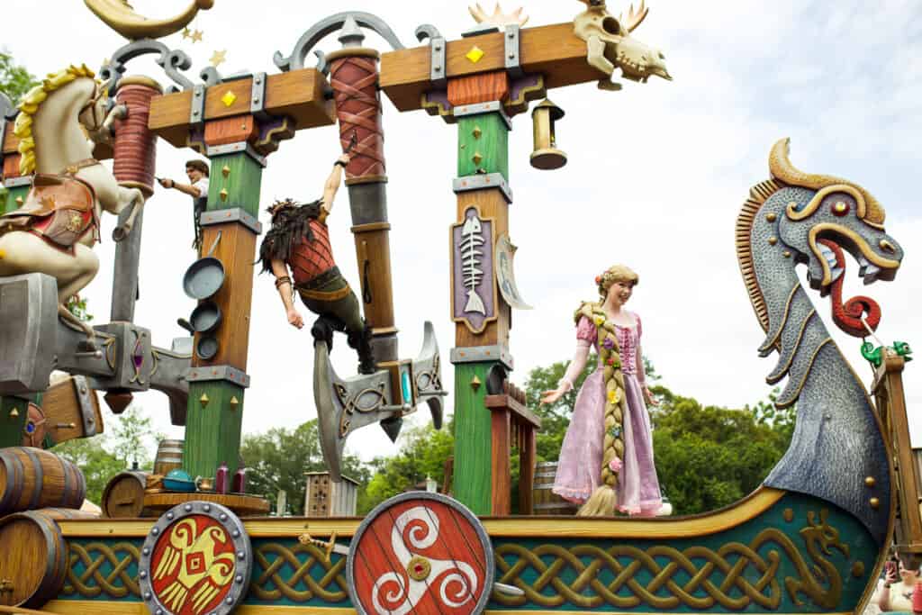 Tangled Rapunzel characters in Festival of Fantasy Parade Disney World