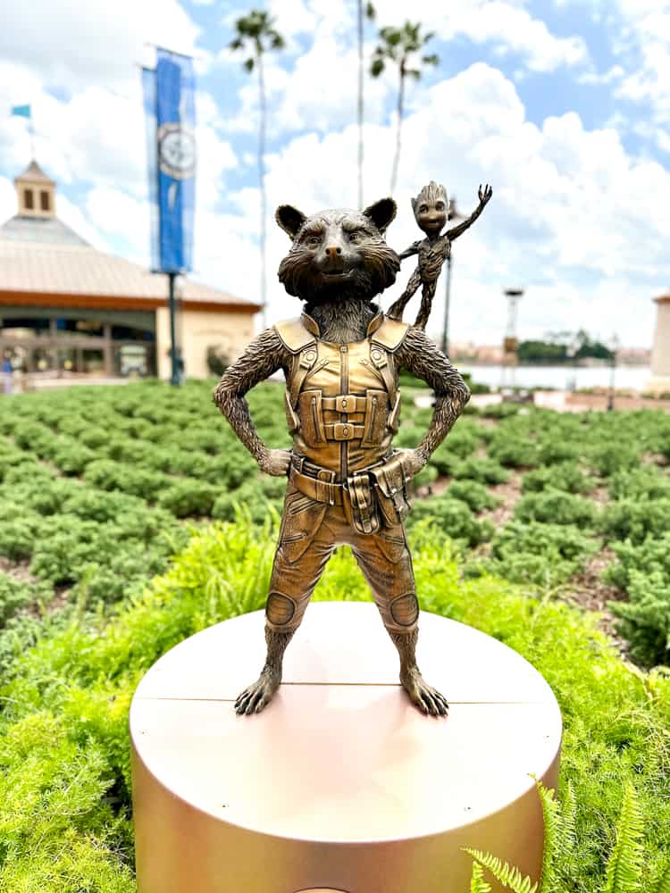 Groot and Rocket gold statue