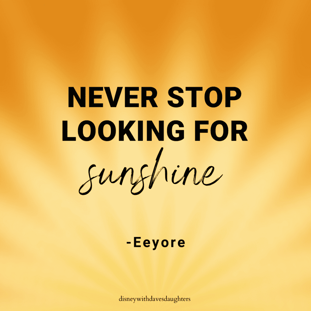 Eeyore quote - look for sunshine