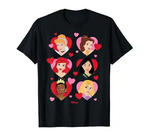 Disney Princess - Valentine's Day Princesses Heart Grid T-Shirt