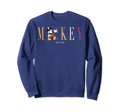 Disney Mickey And Friends Mickey Mouse Est. 1928 Simple Text Sweatshirt