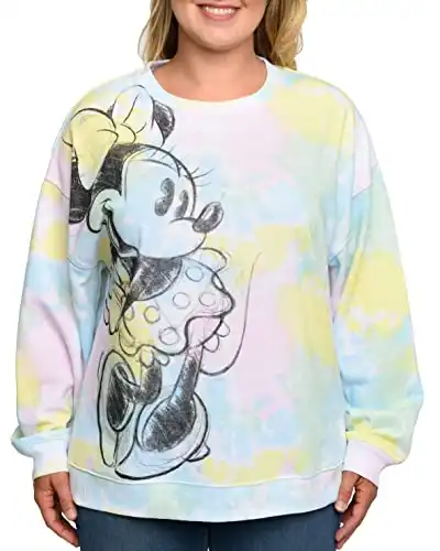 Disney Womens Plus Size Minnie Mouse Sweatshirt Fleece Pullover