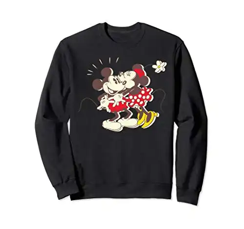 Disney Vintage Mickey Minnie Mouse Kiss Crewneck Sweatshirt