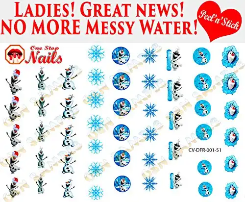 Frozen Olaf Clear Vinyl Peel and Stick Nail Decals