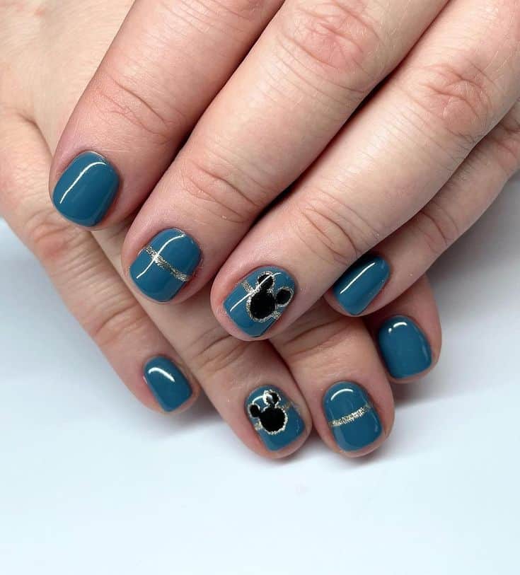 blue and black mickey nails