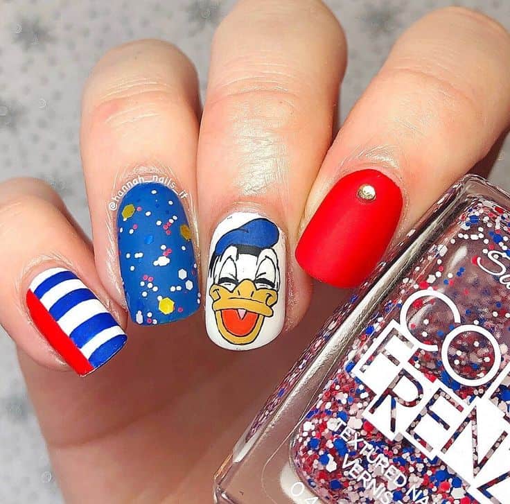 donald duck 4th of july nails