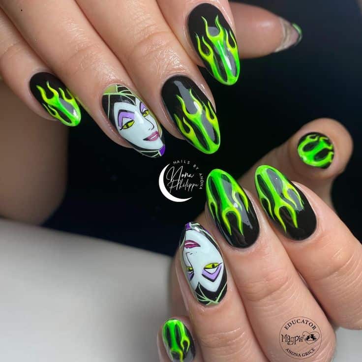 malificent and green flames