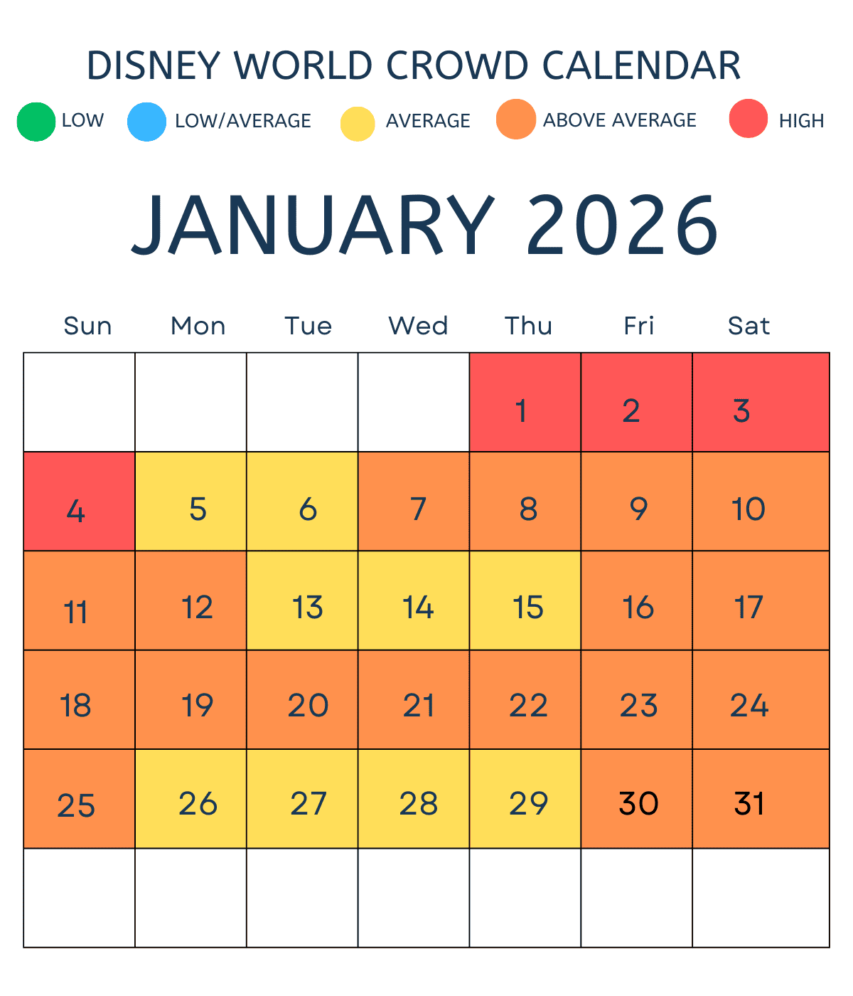 2026 Crowd Calendar Disney World