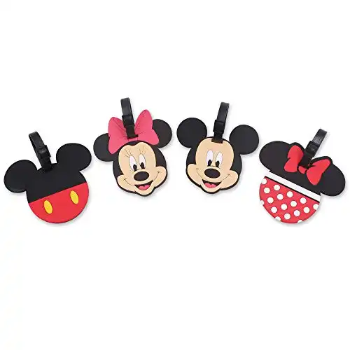 4 Piece Mickey Mouse and Minnie Mouse Silicone Travel Luggage Baggage Identification Labels