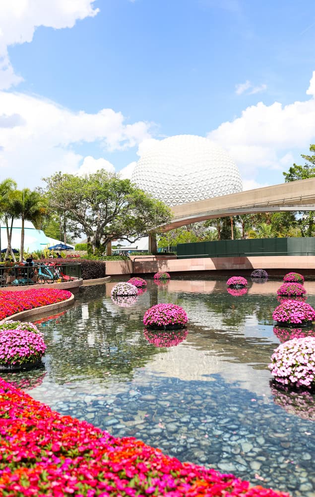 Epcot Ball during flower and garden festival.