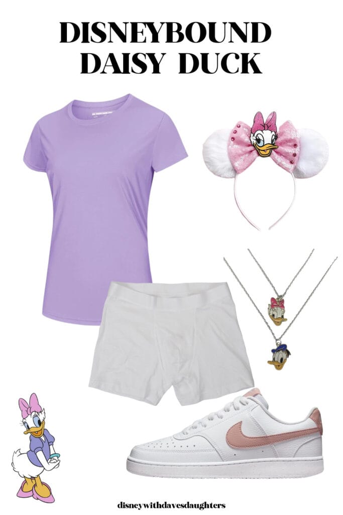 Daisy Duck Disneybound Outfit Idea - Casual T-shirt and shorts