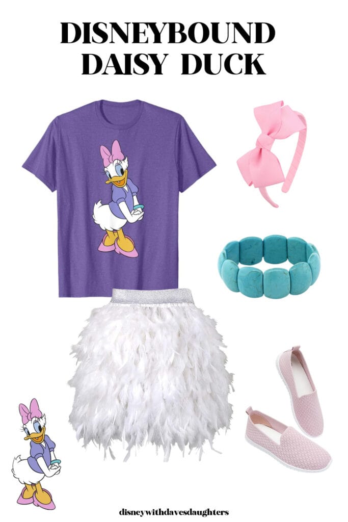 Daisy Duck Disneybound Outfit Idea - Feather Skirt and T-Shirt