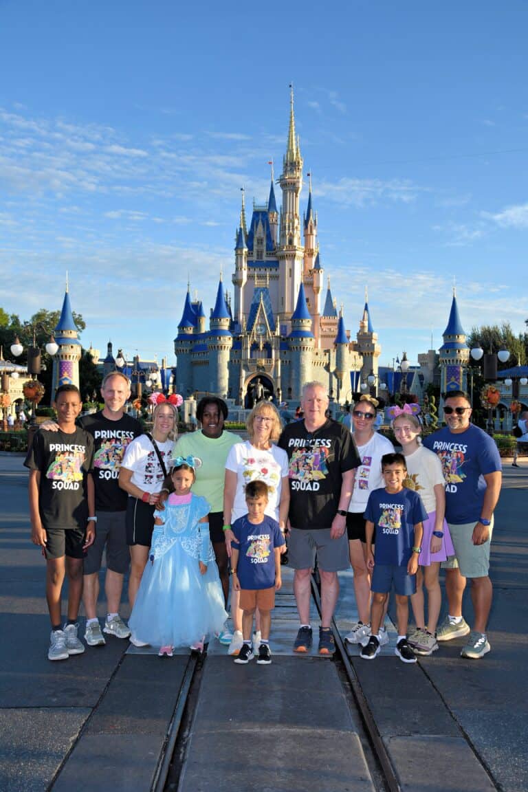 Family in front of the castle