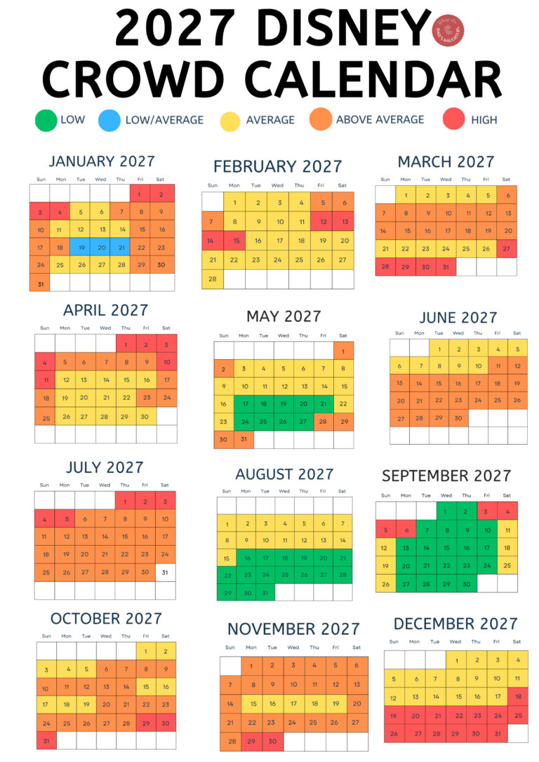 2027 DIsney crowd calendar overview