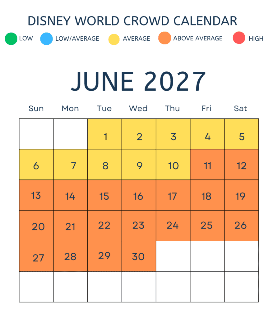 June 2027 Disney World Crowd Calendar