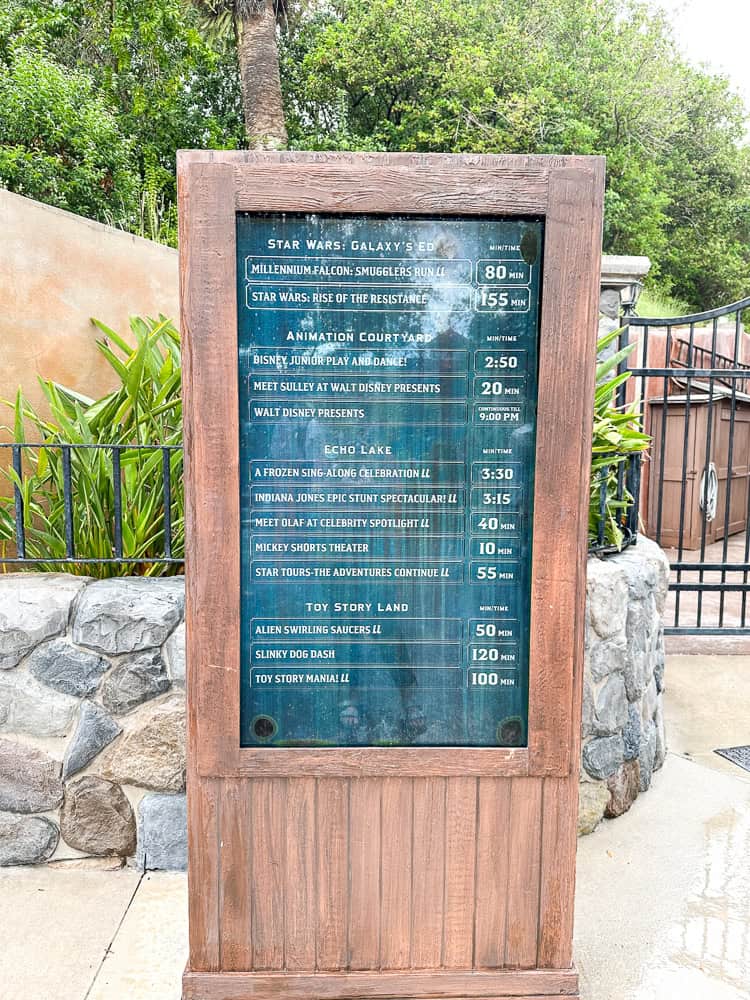 Wait times in Disney's Hollywood Studios