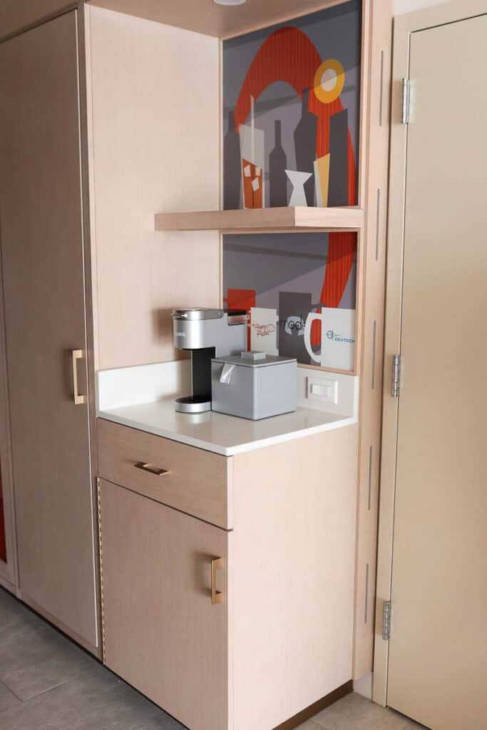 coffee and tea area at contemporary resort