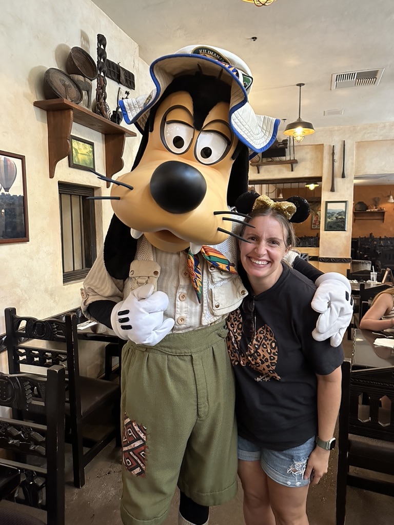 Woman with Goofy at Tusker House in Disney's Animal Kingdom